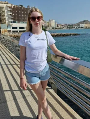Designer T shirts for women chest 'Think Positive' white