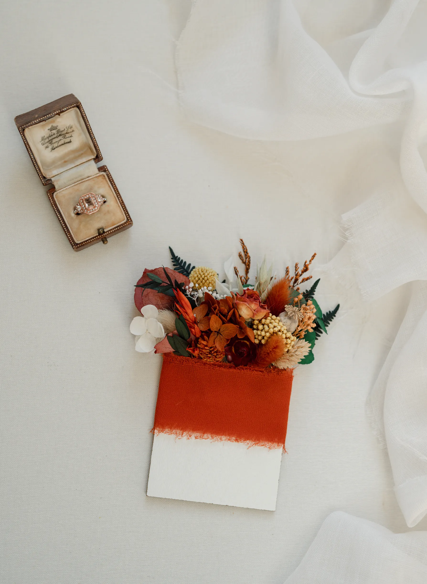 Ember Autumnal Dried Flower Wedding Pocket Square Meadow