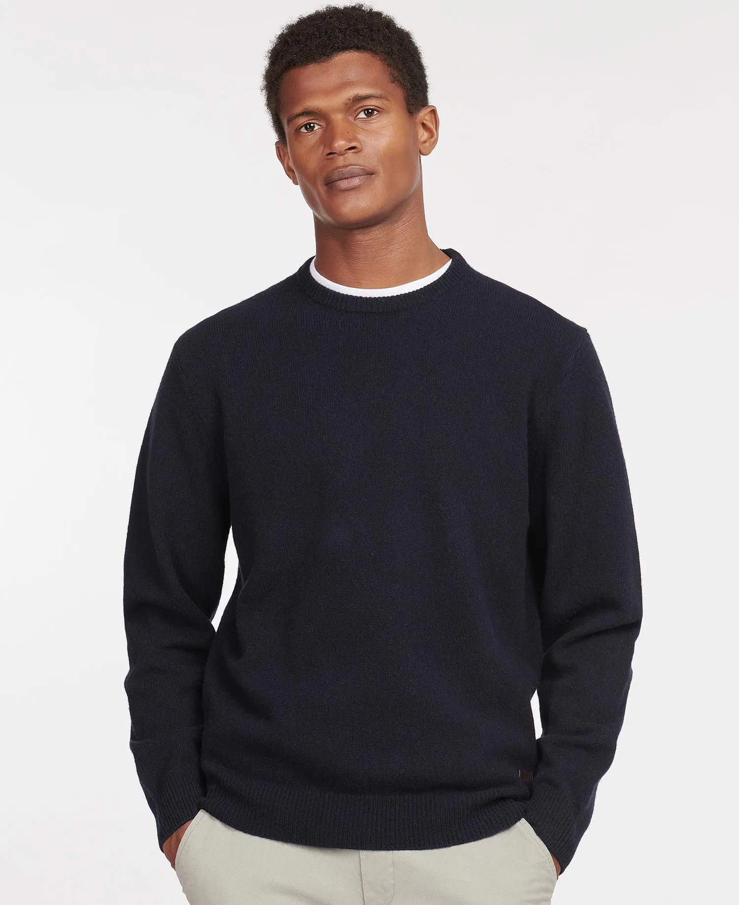 Essential Patch Crew Neck Jumper in Navy by Barbour