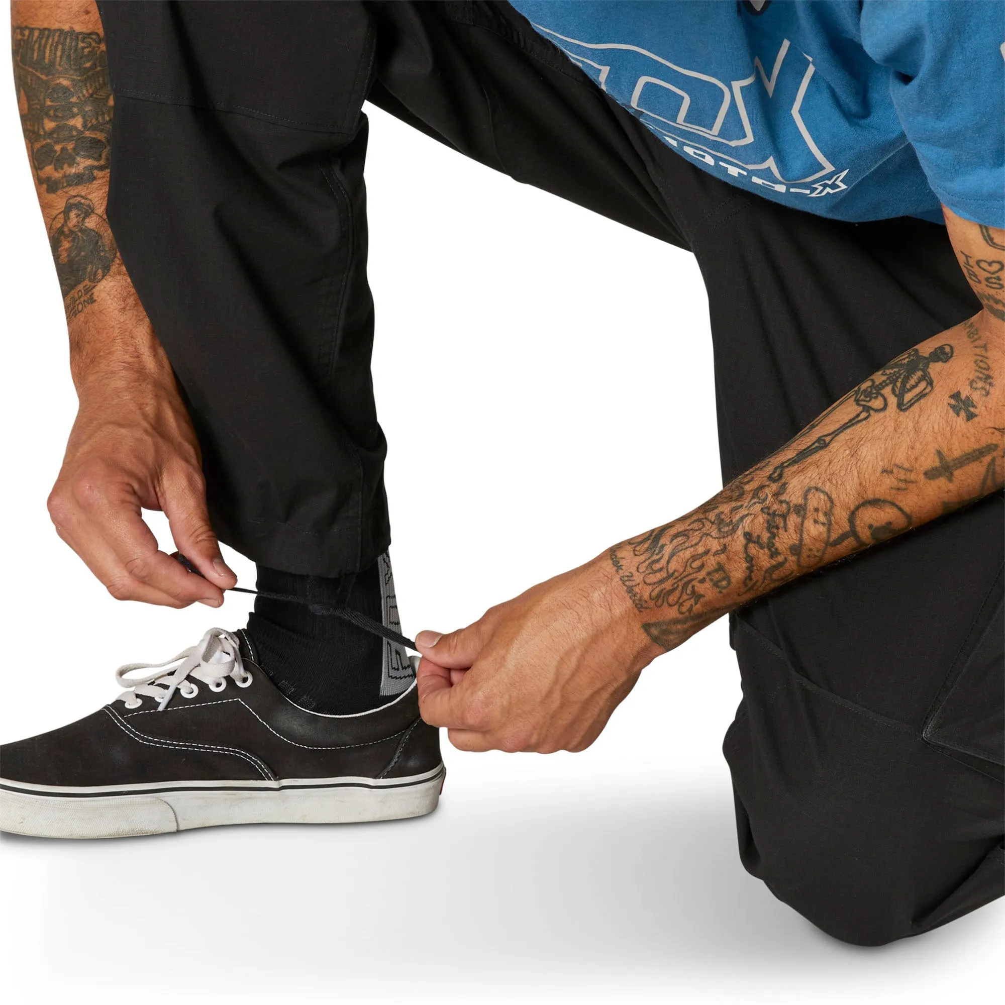 Fox Racing  Mens Black Recon Stretch Cargo Pants Relaxed Fit Casual Comfy Pockets
