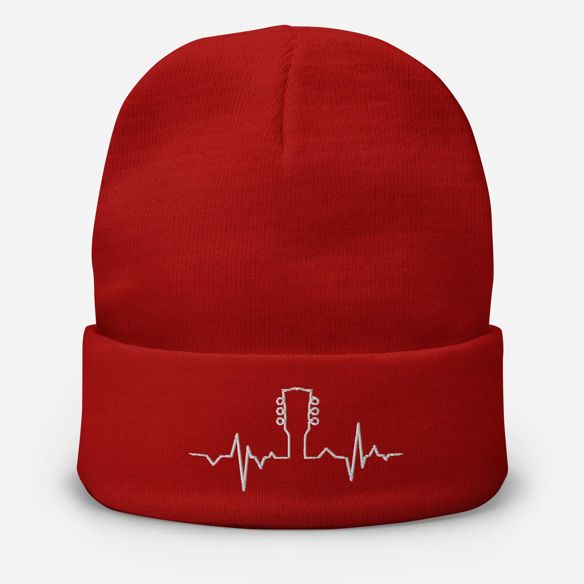 Guitar Lover's Embroidered Beanie Hat