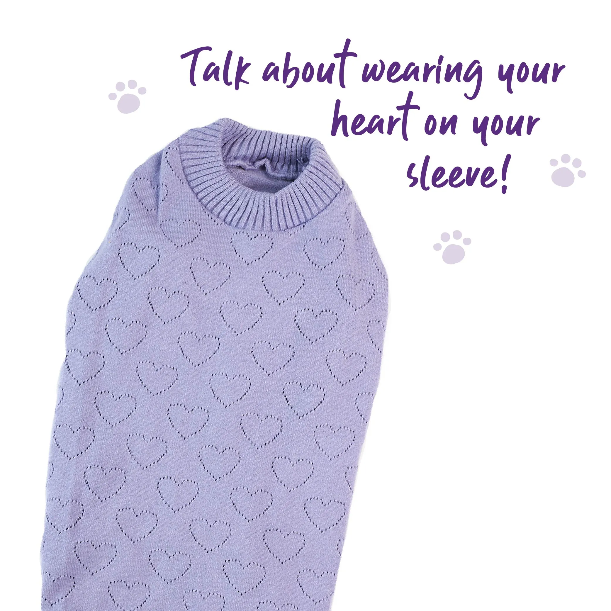 Heart Knit Dog Jumper - Purple