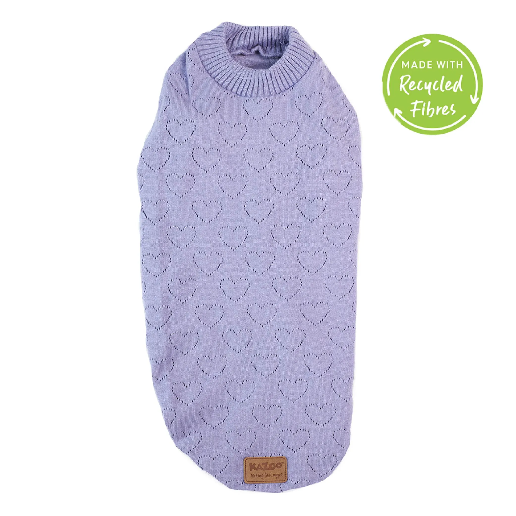 Heart Knit Dog Jumper - Purple