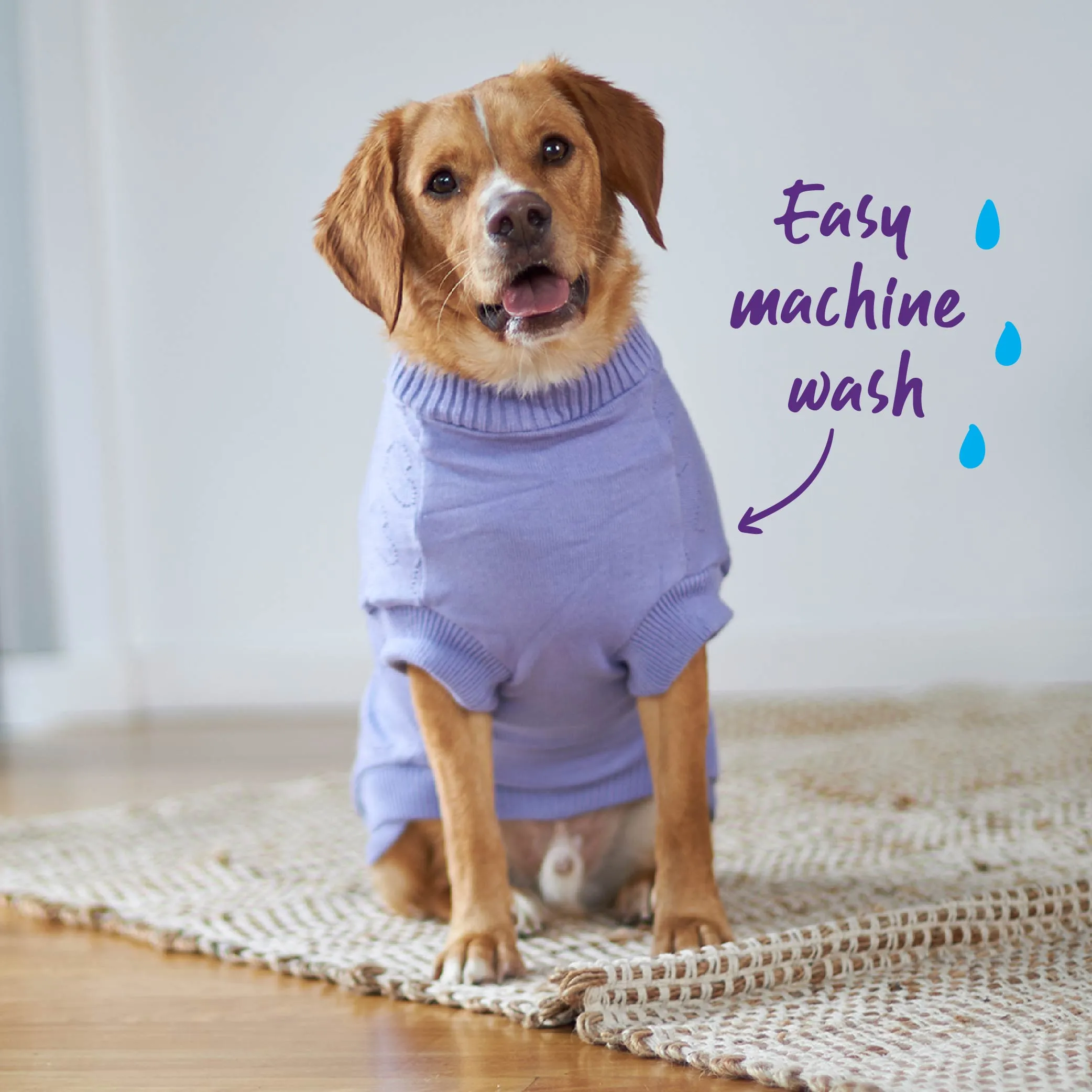 Heart Knit Dog Jumper - Purple