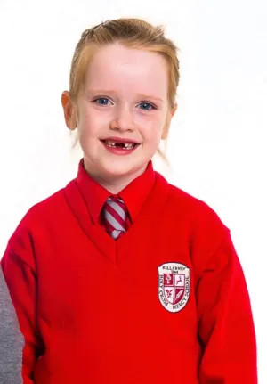 Holy Cross Mercy Girls Red Crested V Neck Jumper
