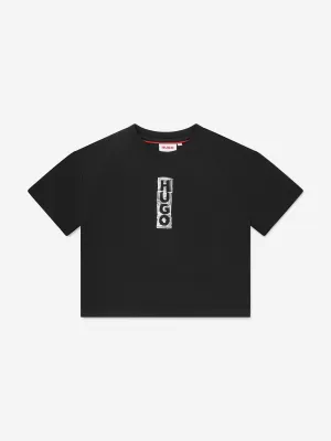 Hugo Boys Logo Print T-Shirt in Black
