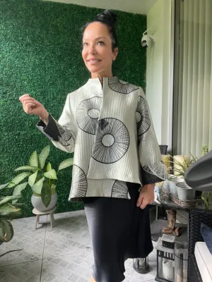 IC by Connie K Metallic Tunic Jacket Asymetric Asian Style