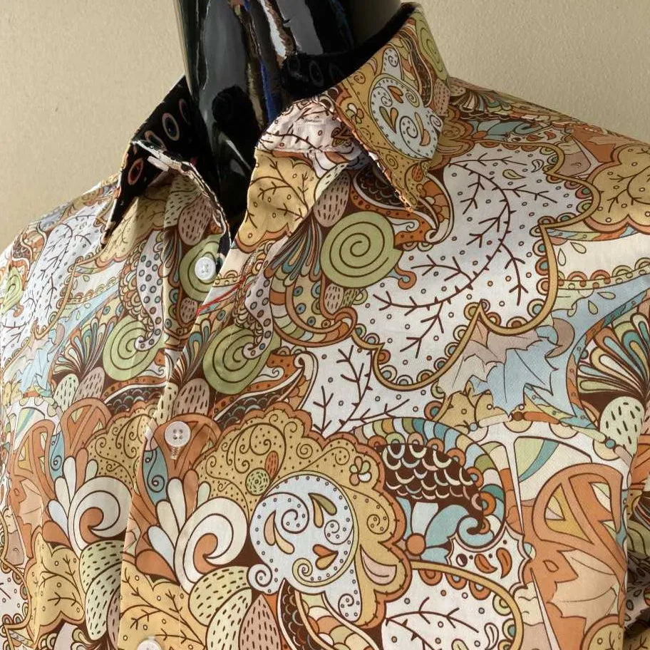 JOHN LENNON Mens Watford Long Sleeve Paisley Shirt - Mustard