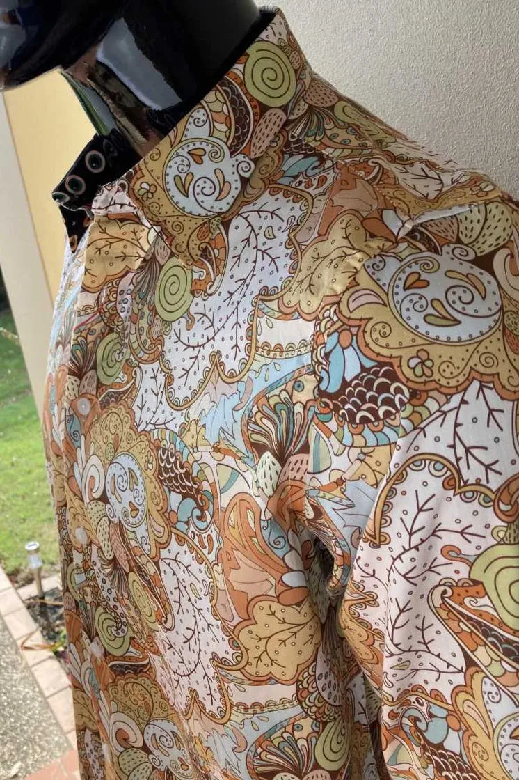 JOHN LENNON Mens Watford Long Sleeve Paisley Shirt - Mustard