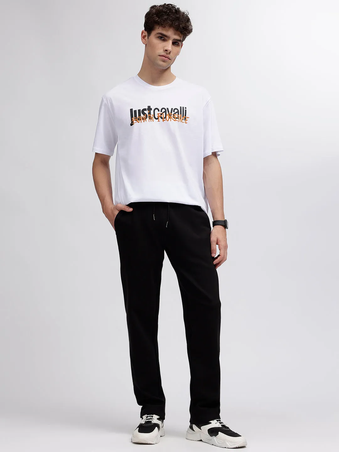 Just Cavalli White Fashion Logo Regular Fit T-Shirt