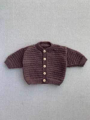 Knitted by Nana Ridge Stitch Cardigan Truffle 0-3M