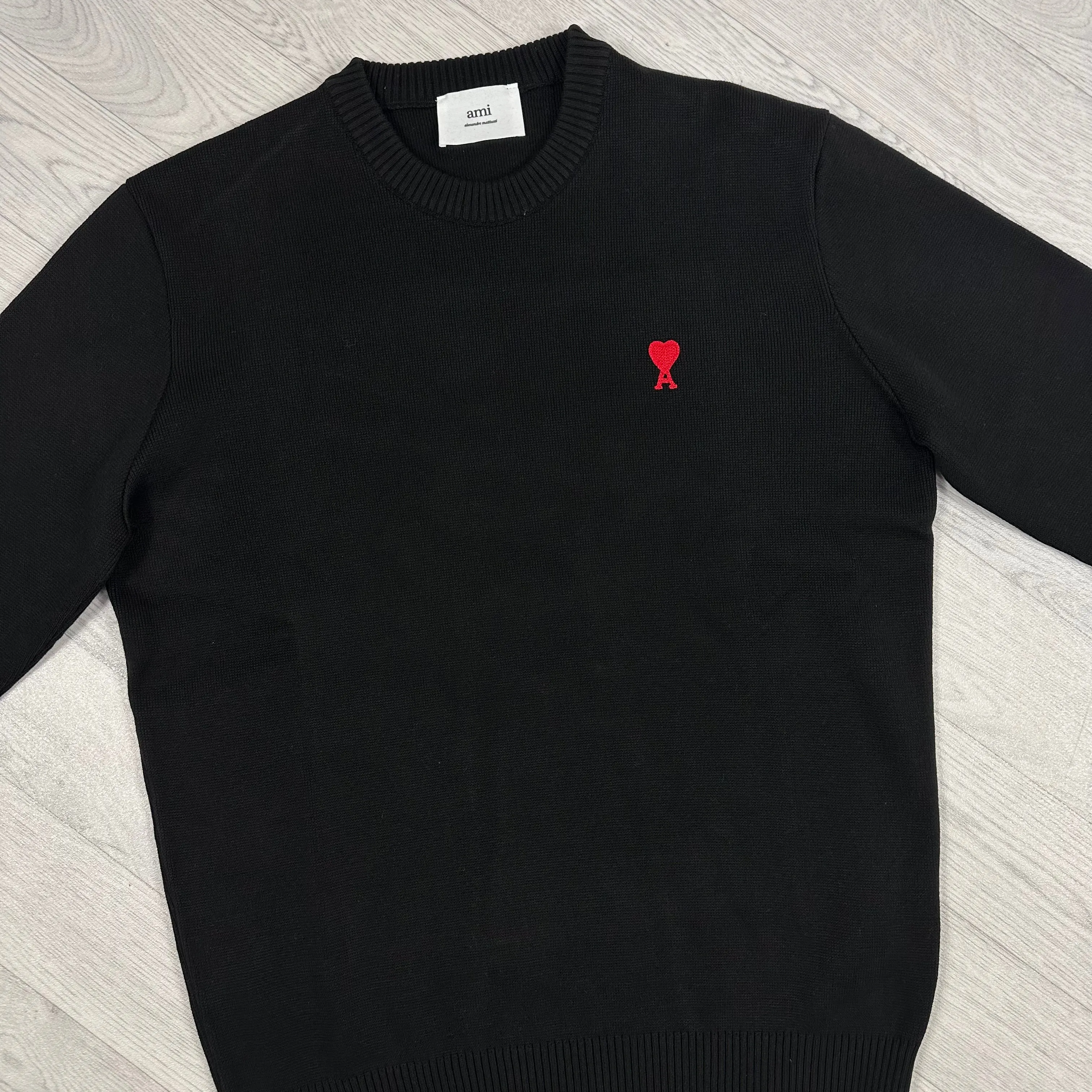 Knitted Heart Logo Jumper Black