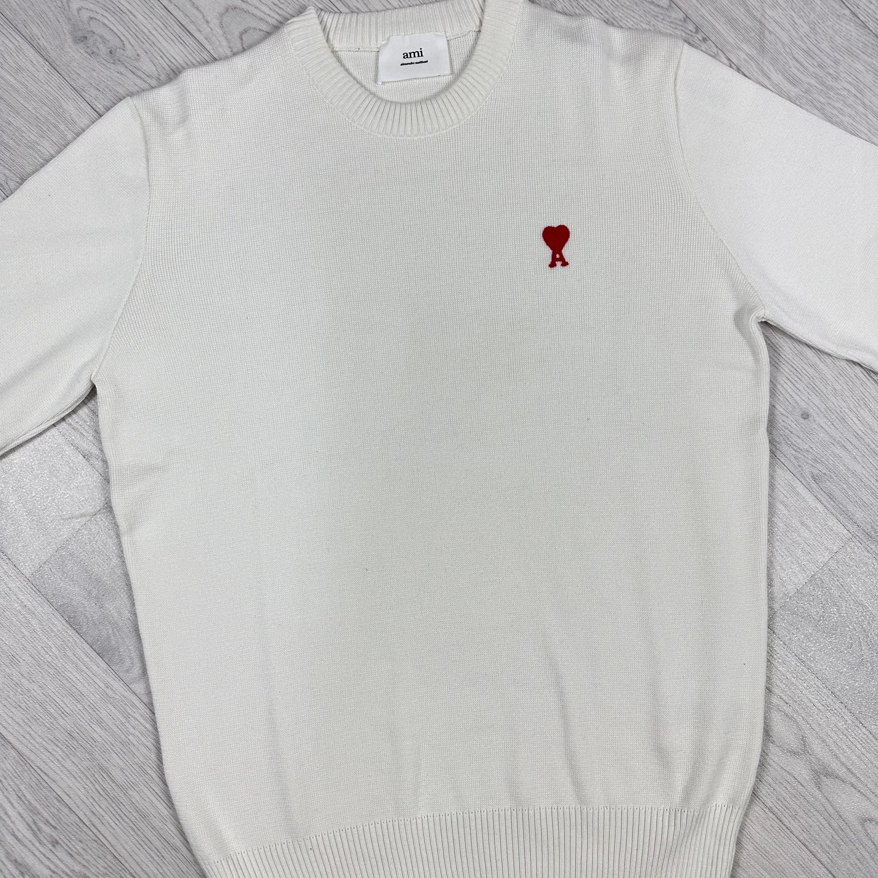 Knitted Heart Logo Jumper White