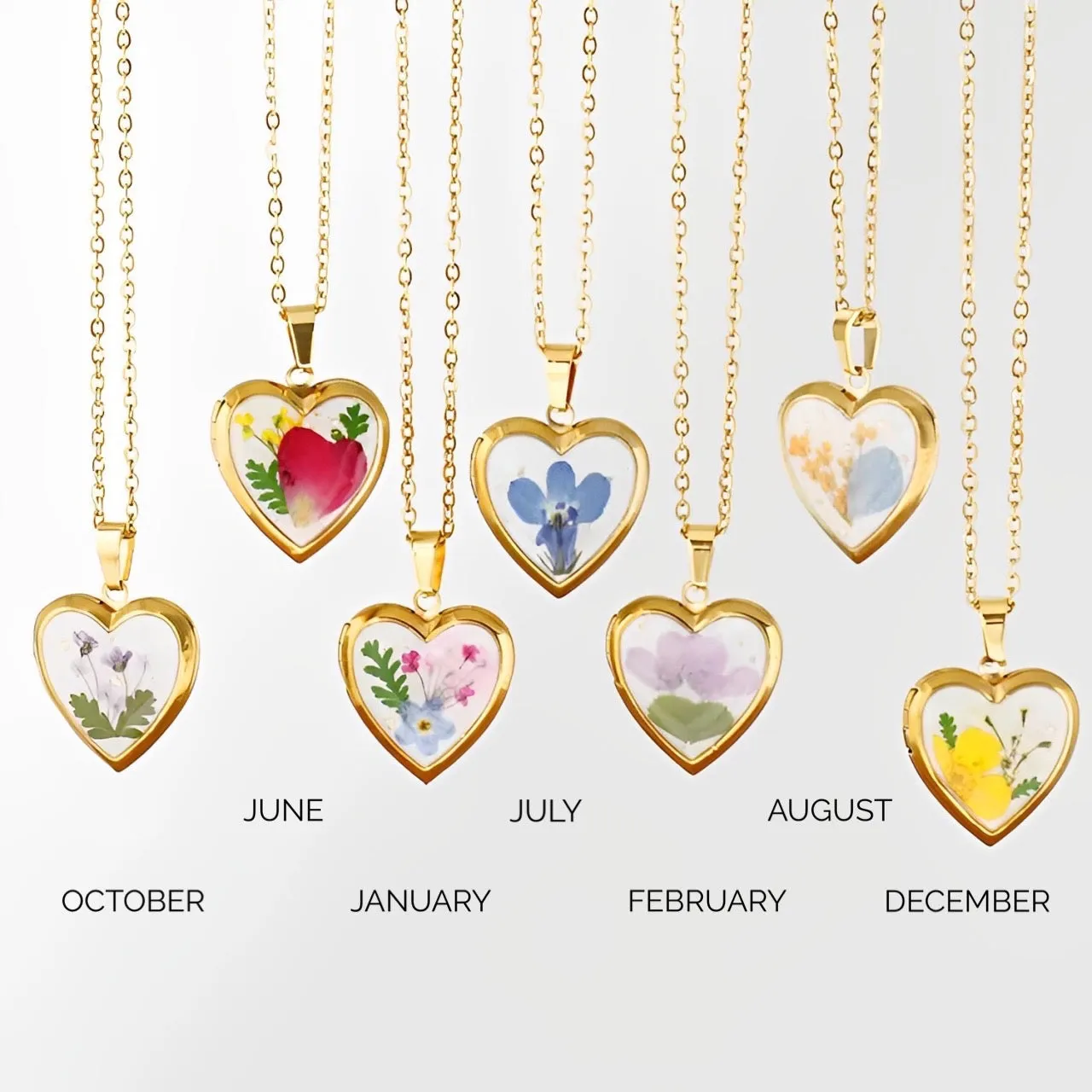 Locket Heart Birth Month Flower