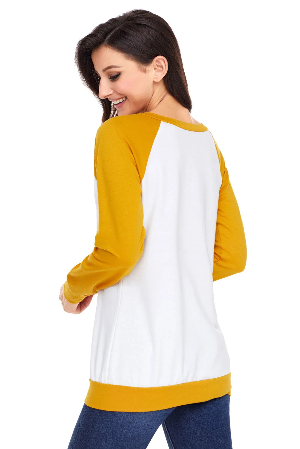 Long Sleeved Yellow Reindeer Christmas Jumper