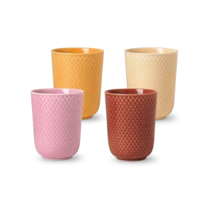 Lyngby Porcelæn Rhombe Color Mug Set, Fall Colors, 4 pcs.