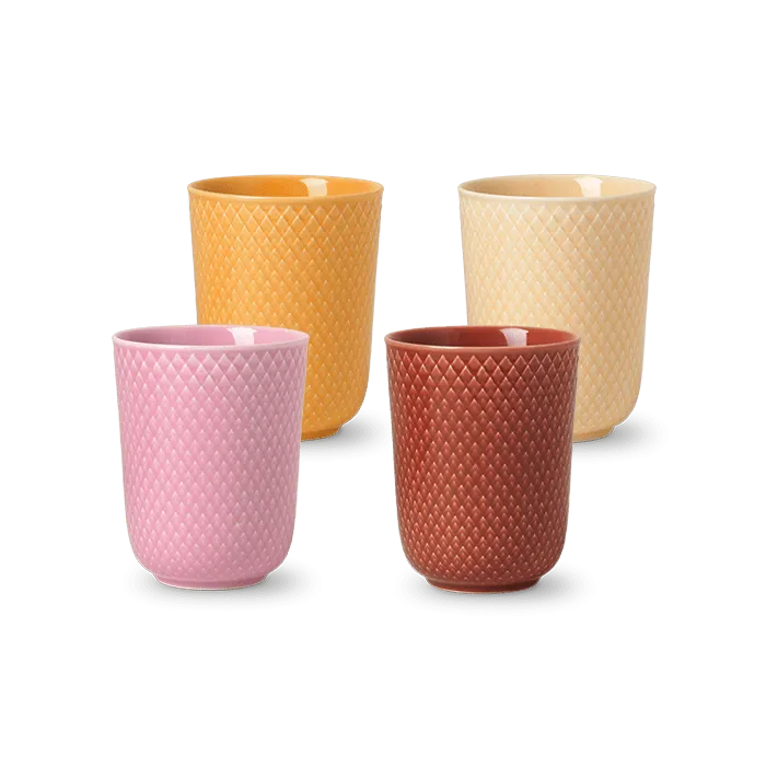 Lyngby Porcelæn Rhombe Color Mug Set, Fall Colors, 4 pcs.