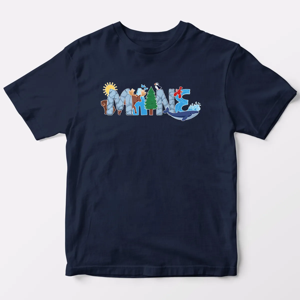 Maine T-Shirt: Whimsical Animals, 100% Cotton, Unisex Toddler 2T-5/6, Exclusive Retroplanet Design, ME T-shirts, Maine, Kids Tshirts