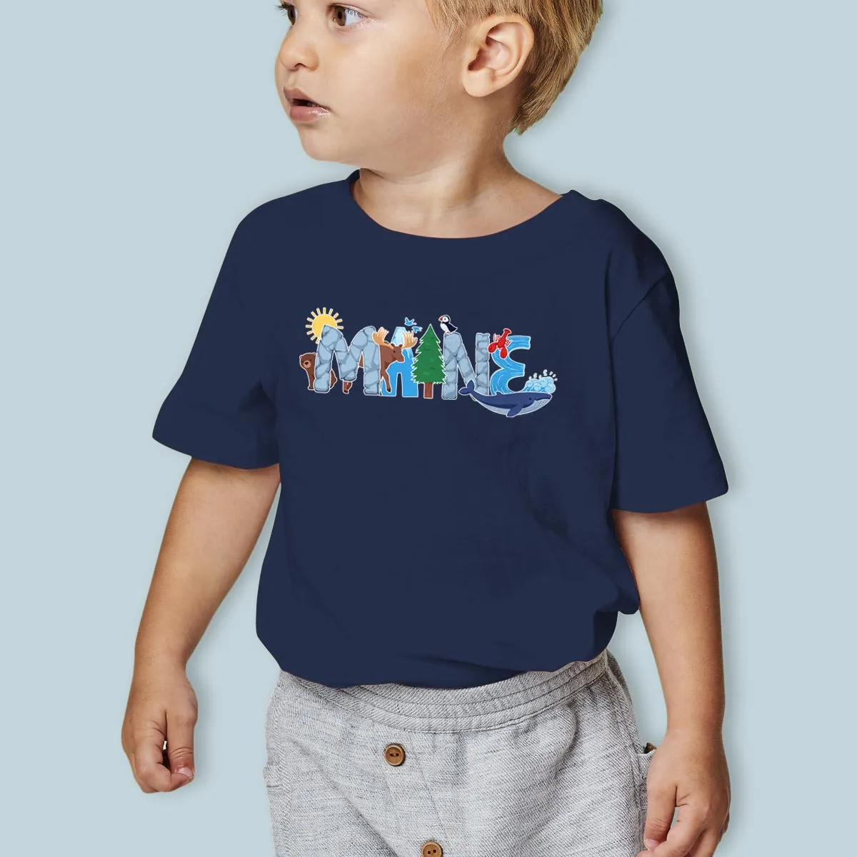 Maine T-Shirt: Whimsical Animals, 100% Cotton, Unisex Toddler 2T-5/6, Exclusive Retroplanet Design, ME T-shirts, Maine, Kids Tshirts