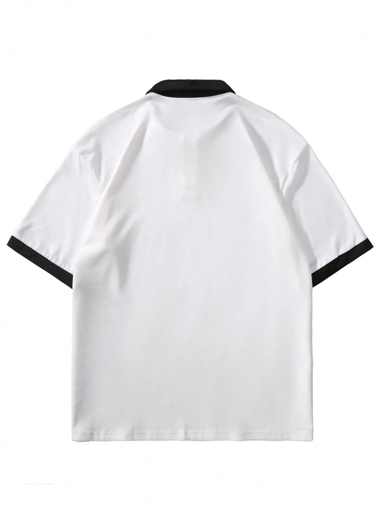 Manfinity Hypemode Men's Color Block Short Sleeve Polo Shirt With Letter Print