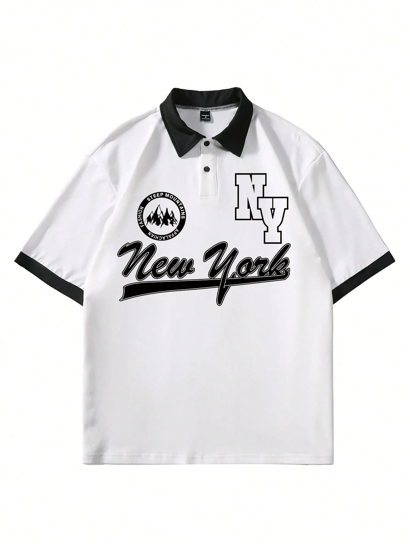Manfinity Hypemode Men's Color Block Short Sleeve Polo Shirt With Letter Print