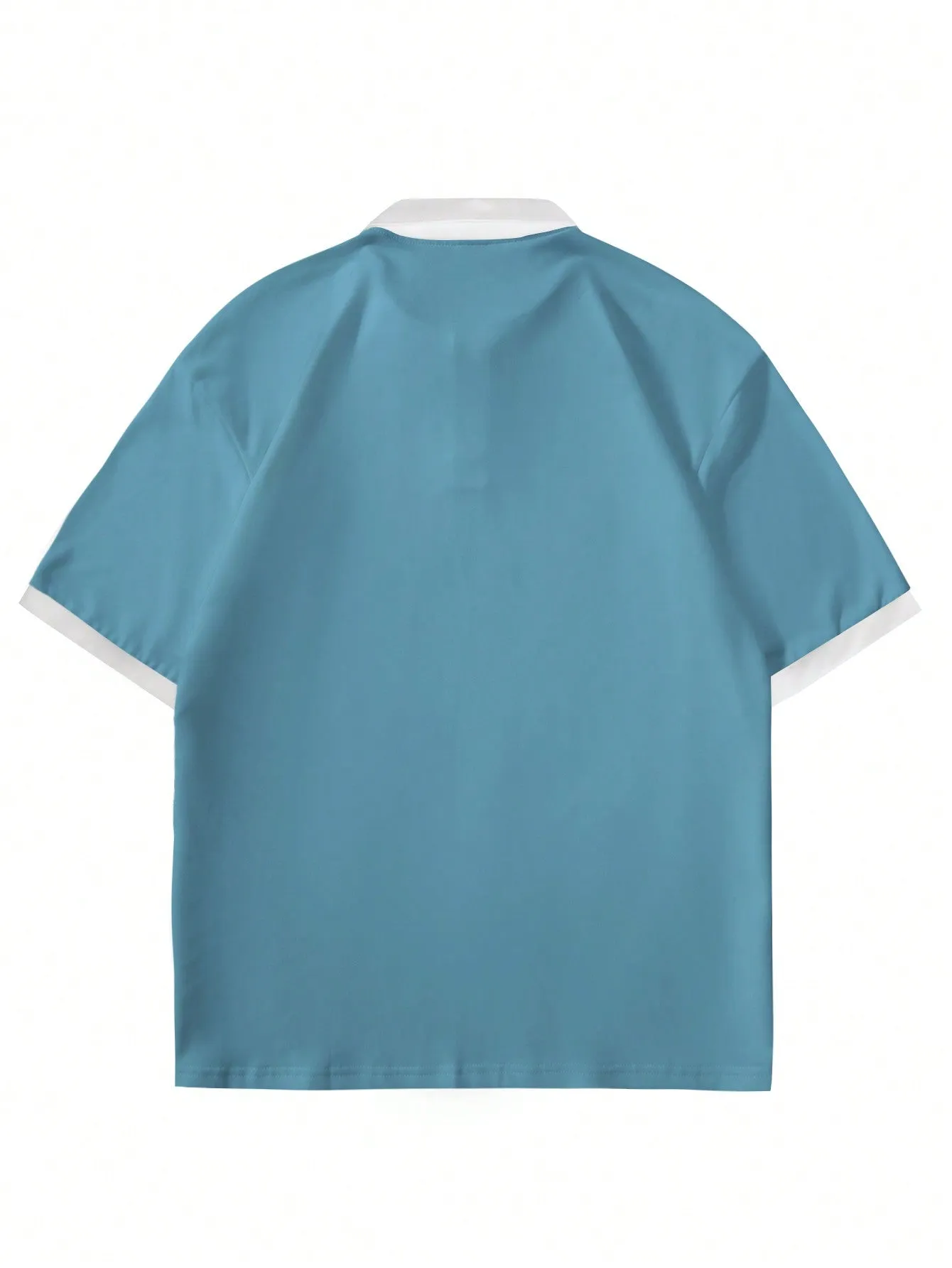 Manfinity Hypemode Men's Color Block Short Sleeve Polo Shirt With Letter Print