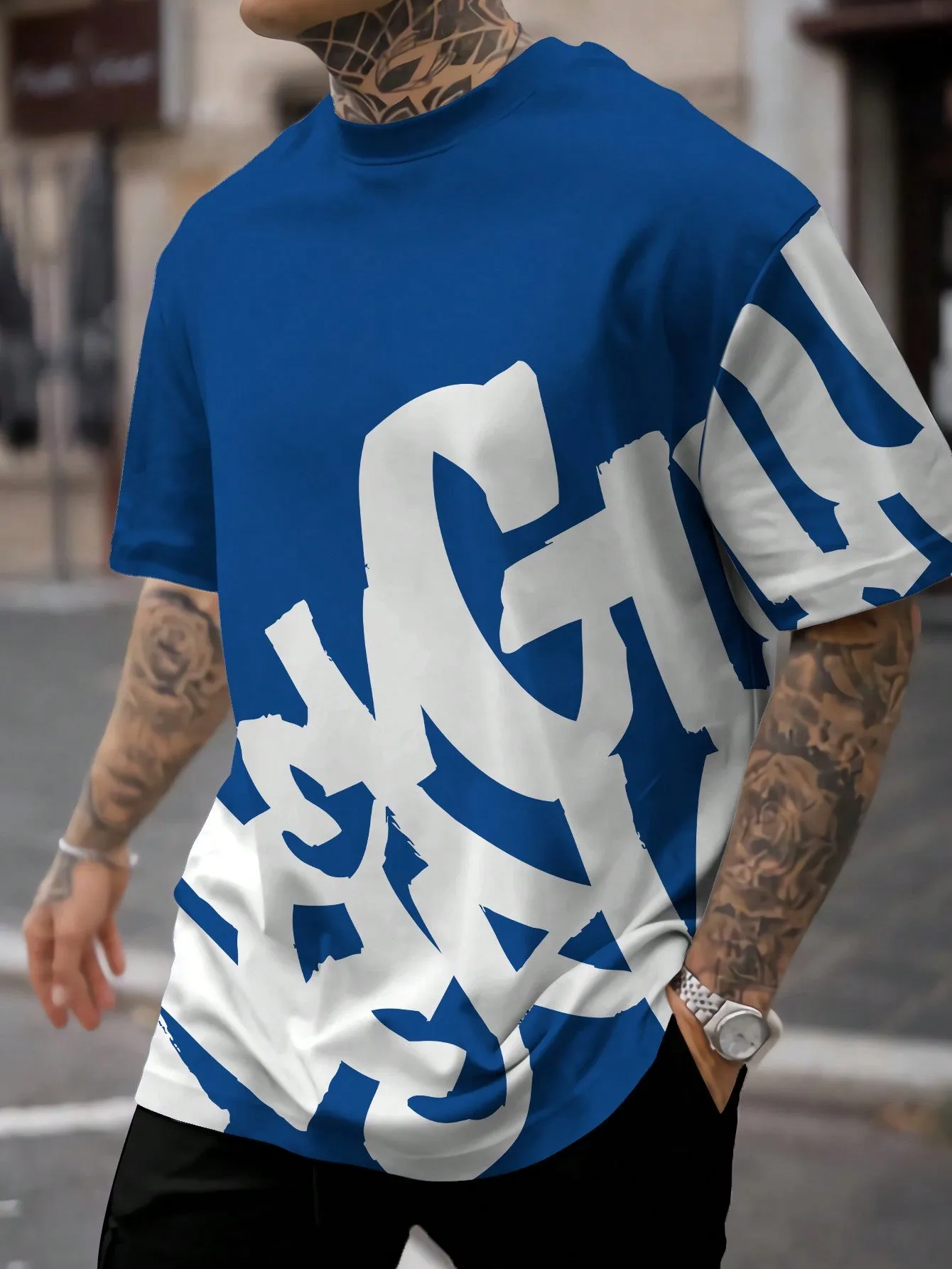 Manfinity LEGND Men's Summer Casual Short Sleeve T-Shirt With Letter Print Round Neck
