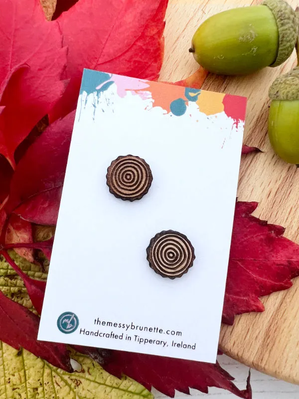 Maple Leaf Studs and Wood Slice Stud Earring Pack