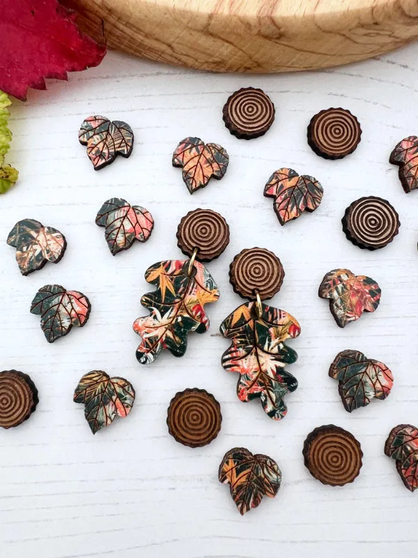 Maple Leaf Studs and Wood Slice Stud Earring Pack