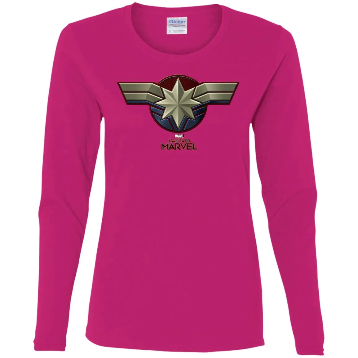 Marvel Captain Marvel Movie Chest Symbol Women Long Sleeve Shirt