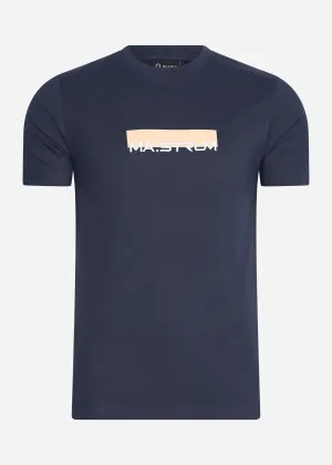 MA.Strum block print tee - ink navy