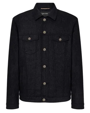 Melange Black Flannel Trucker Jacket