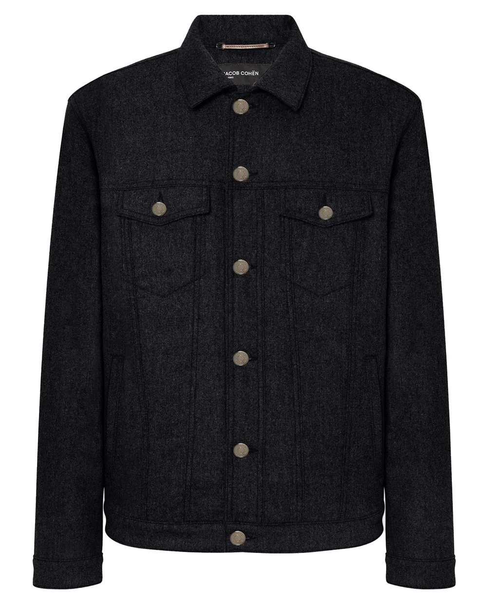 Melange Black Flannel Trucker Jacket