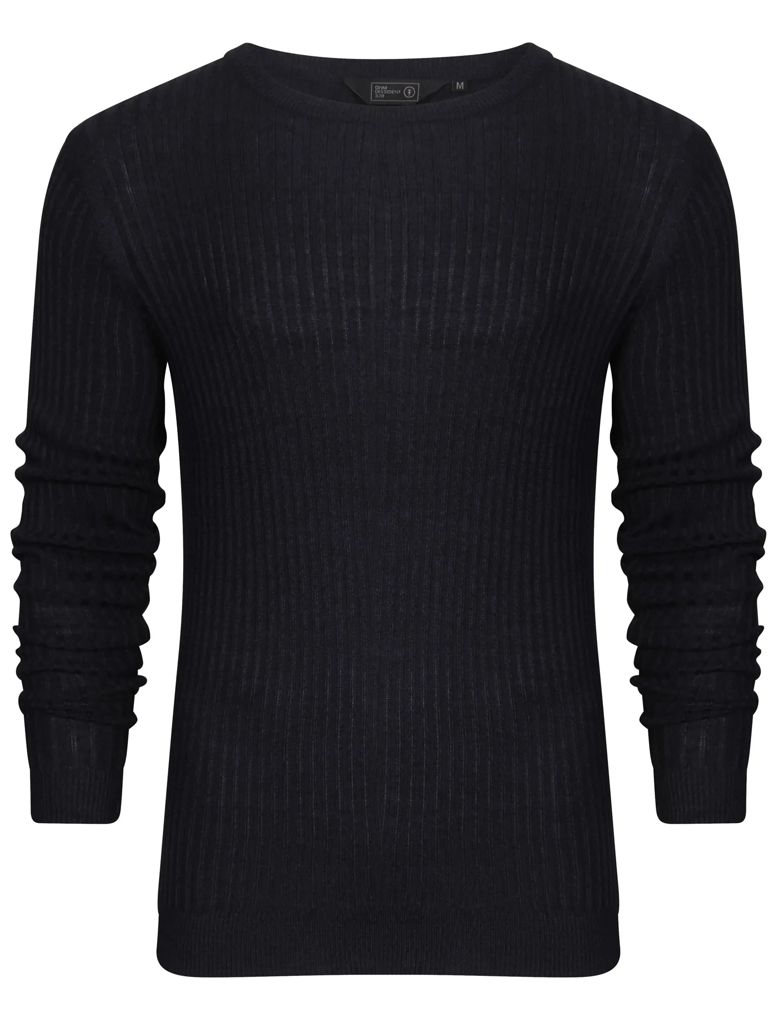 Mellow Crew Neck Knitted Jumper in Medieval Blue / Black - Dissident