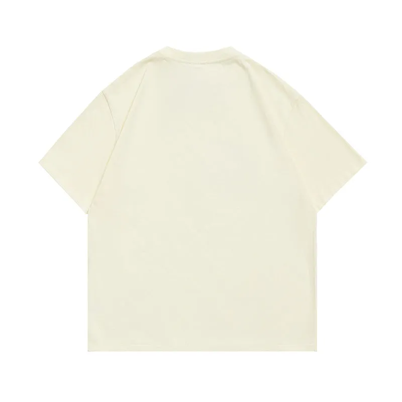 Men T-Shirt Summer Printed Necklace round Neck T-shirt Casual