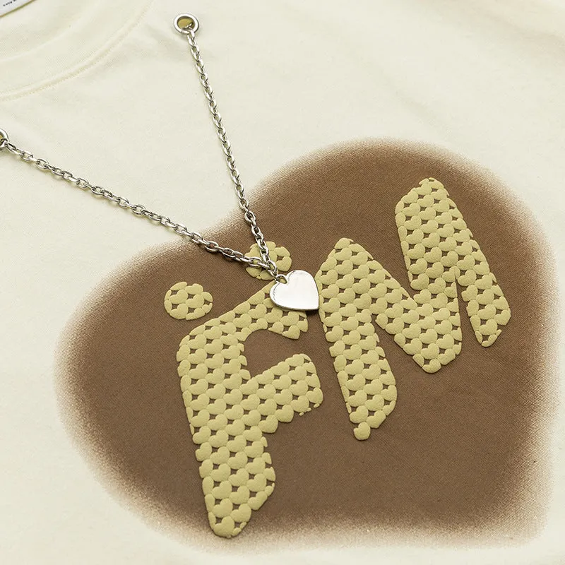 Men T-Shirt Summer Printed Necklace round Neck T-shirt Casual