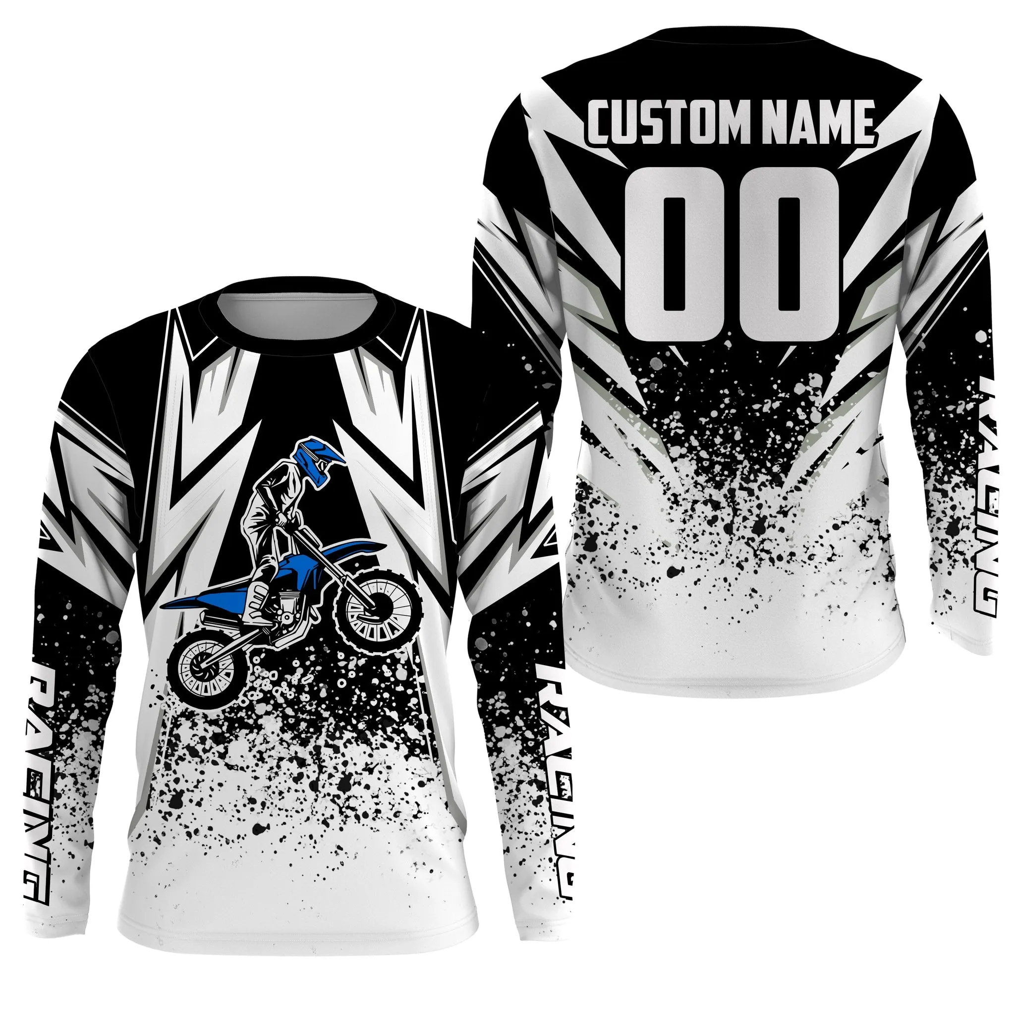 Men Women Grunge Motocross Jersey Personalized Name Multicolor Dirt Bike Shirt Off-Road Motorcycle