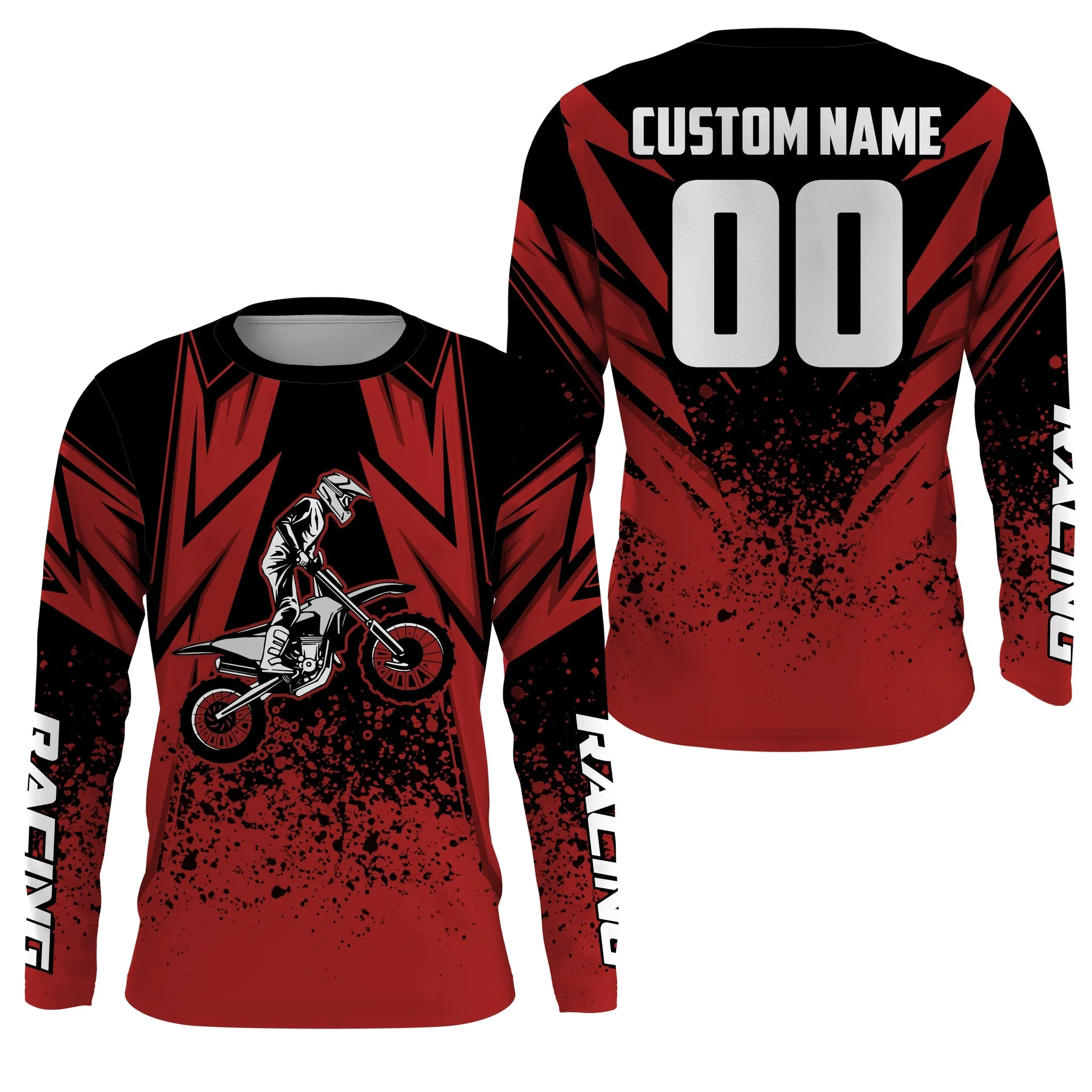 Men Women Grunge Motocross Jersey Personalized Name Multicolor Dirt Bike Shirt Off-Road Motorcycle
