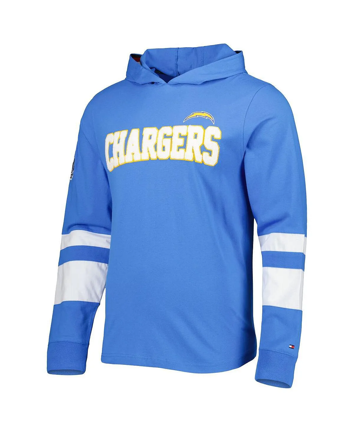 Men's powder blue Tommy Hilfiger Los Angeles Chargers Alex Long Sleeve White Hooded T-Shirt, Multi