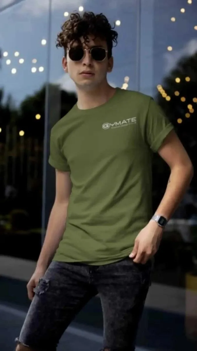 Mens T shirts Gymate Think Positive chest colours
