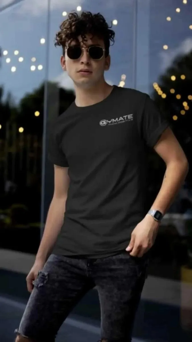 Mens T shirts Gymate Think Positive chest colours