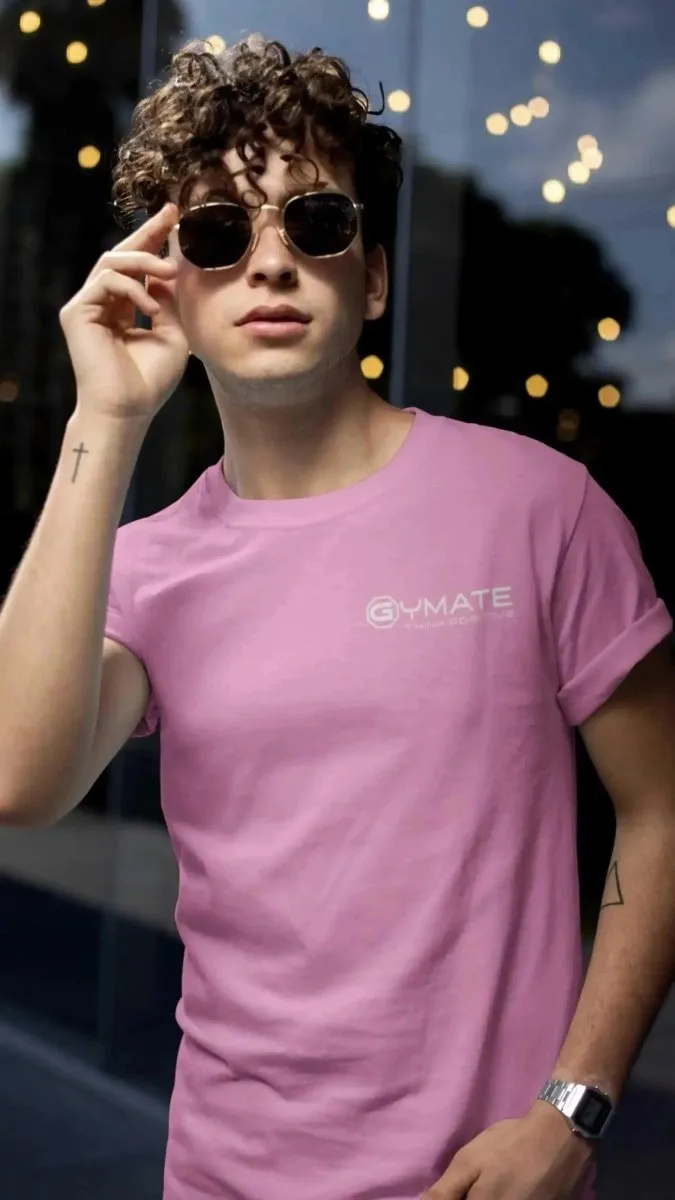 Mens T shirts Gymate Think Positive chest colours