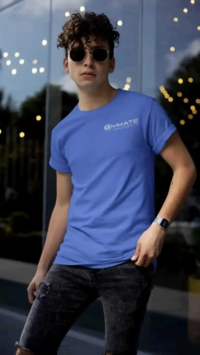 Mens T shirts Gymate Think Positive chest colours