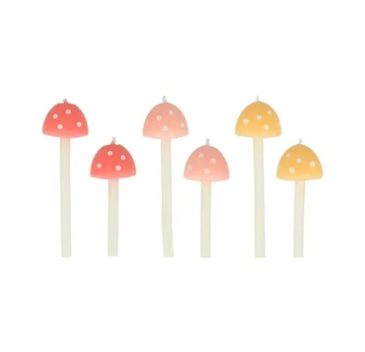 Mushroom Birthday Candles (x 6)