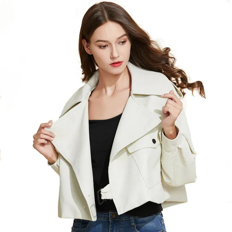 Must-Have Cropped Biker Leather Jacket for Women