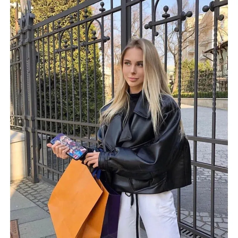 Must-Have Cropped Biker Leather Jacket for Women