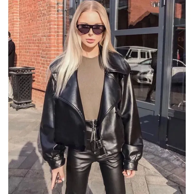 Must-Have Cropped Biker Leather Jacket for Women