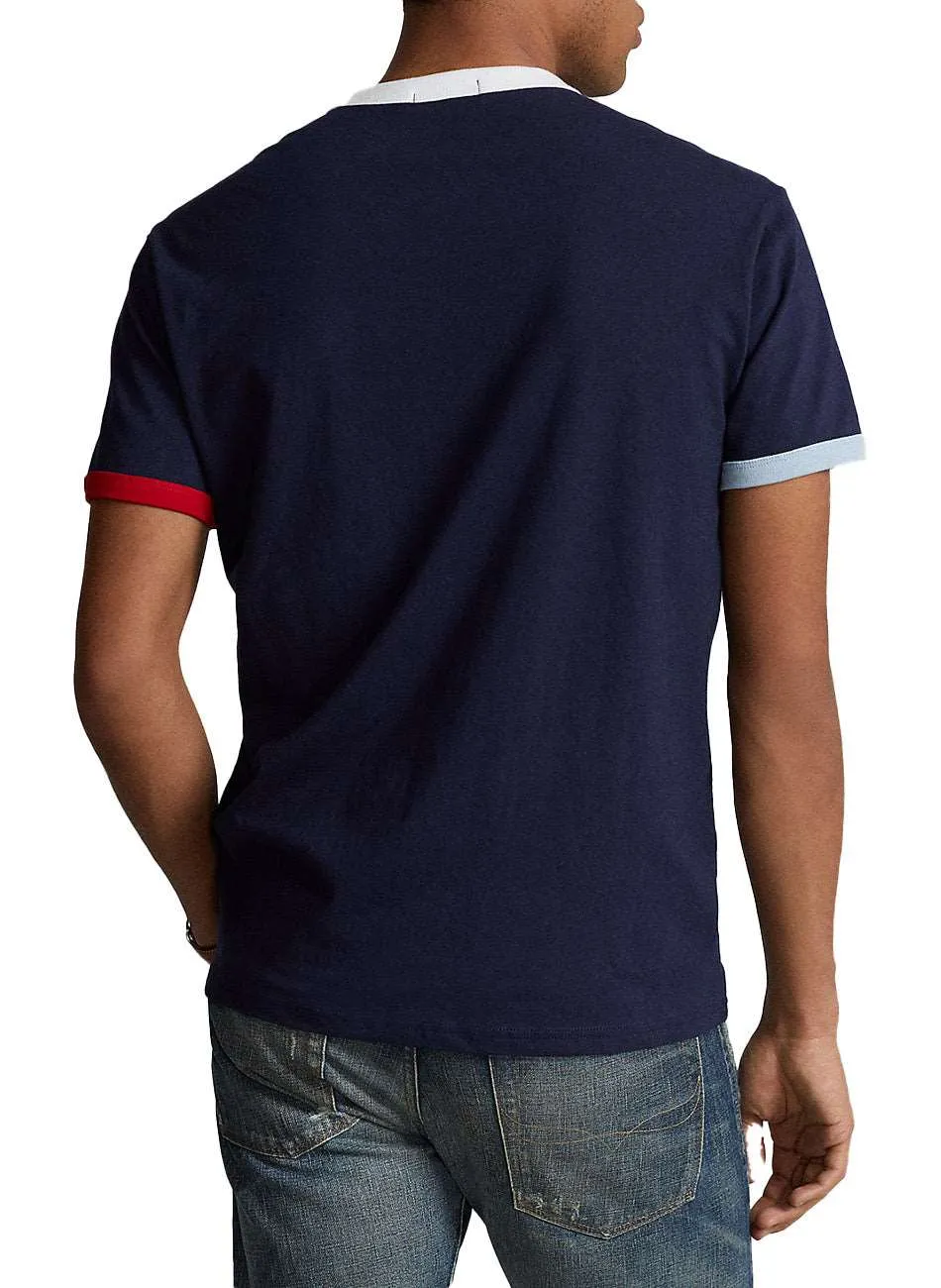 Navy Bear Graphic Ringer Tee
