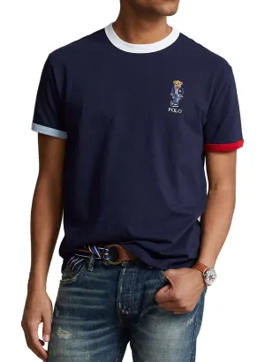 Navy Bear Graphic Ringer Tee