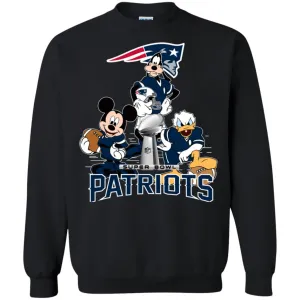 Nfl - New England Patriots Donald Duck Goofy Mickey Mouse Super Bowl 2019 Football Crewneck Pullover Sweatshirt